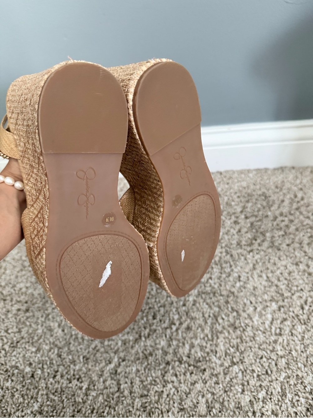 Jessica Simpson Tan Woven Platform Wedge Sandals - Picture 6 of 8